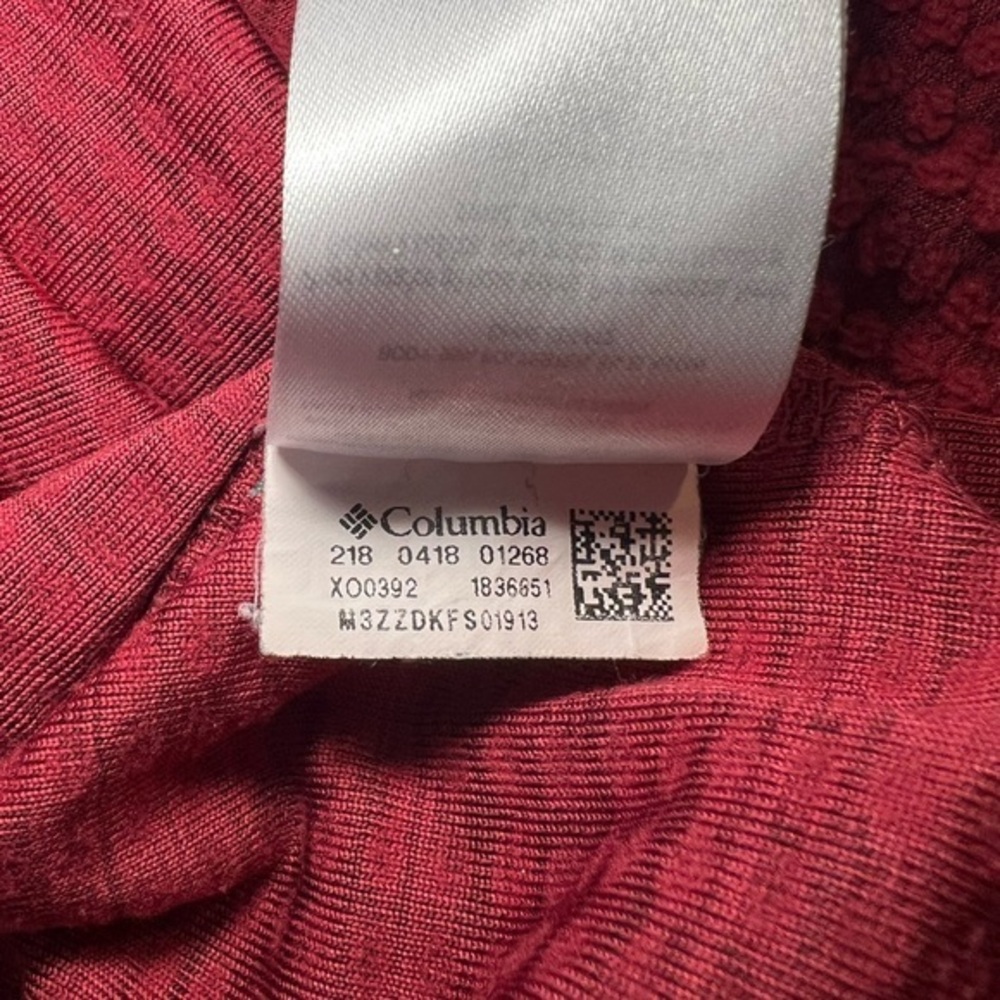 Columbia 1/4 Zip Men M Textured Nubby Red Thumbholes Fleece Like Pullover - Picture 5 of 6